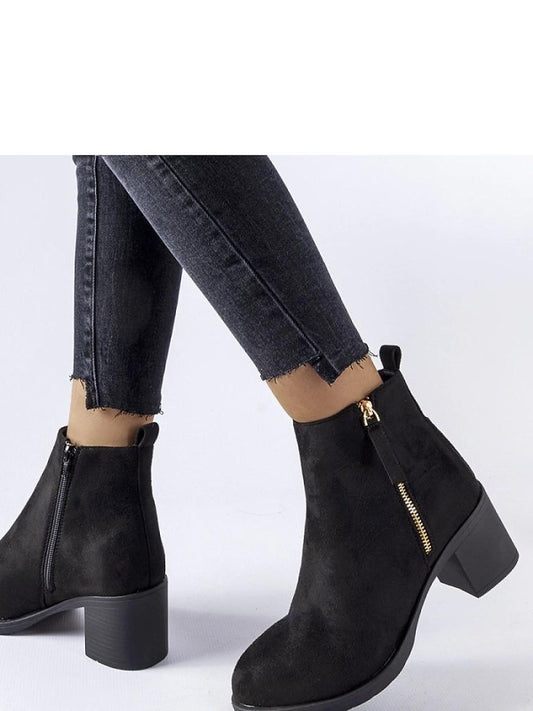 Botine cu toc Solea, Model 206545, Negru - material Zam din piele ecologică  Înălţimea tocului 6 cm