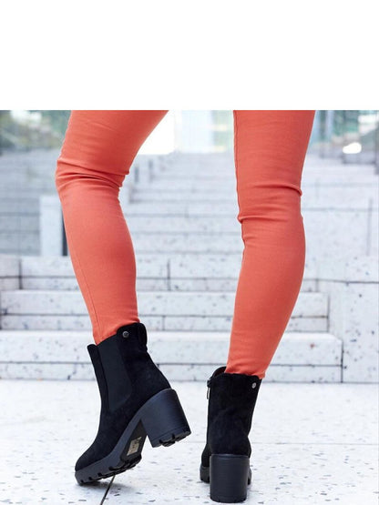 Botine cu toc Solea, Model 206546, Negru - material Zam din piele ecologică  Înălţimea tocului 8 cm