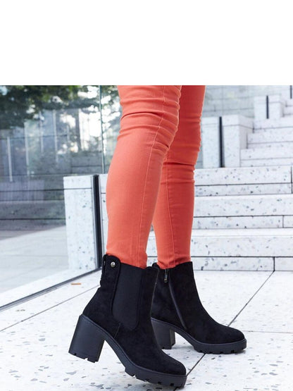 Botine cu toc Solea, Model 206546, Negru - material Zam din piele ecologică  Înălţimea tocului 8 cm