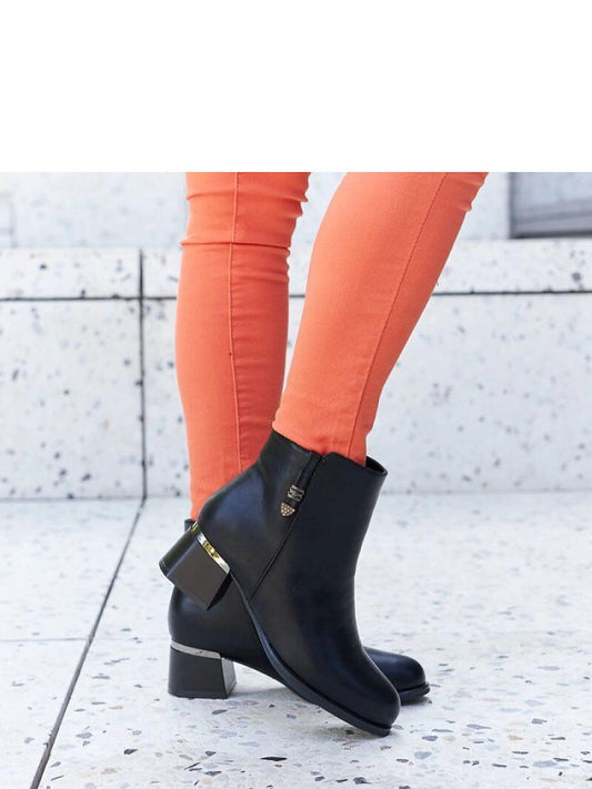 Botine cu toc Solea, Model 206548, Negru - material Zam din piele ecologică  Înălţimea tocului 5 cm