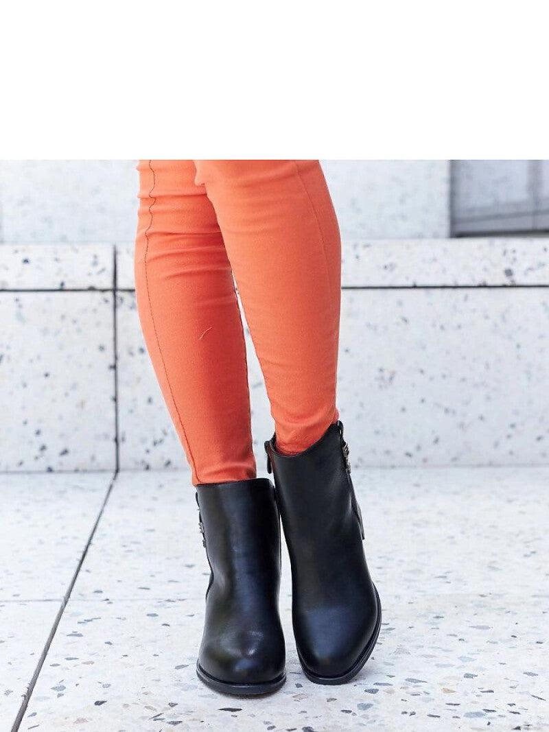 Botine cu toc Solea, Model 206548, Negru - material Zam din piele ecologică  Înălţimea tocului 5 cm