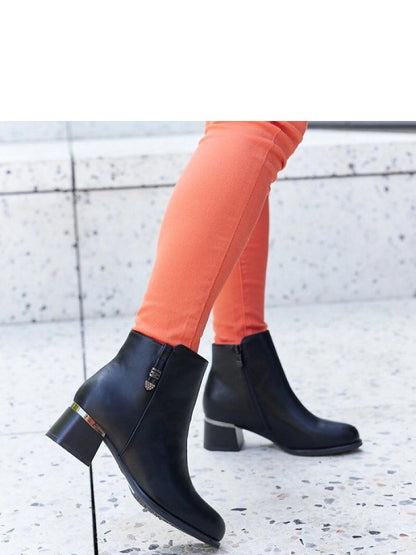 Botine cu toc Solea, Model 206548, Negru - material Zam din piele ecologică  Înălţimea tocului 5 cm