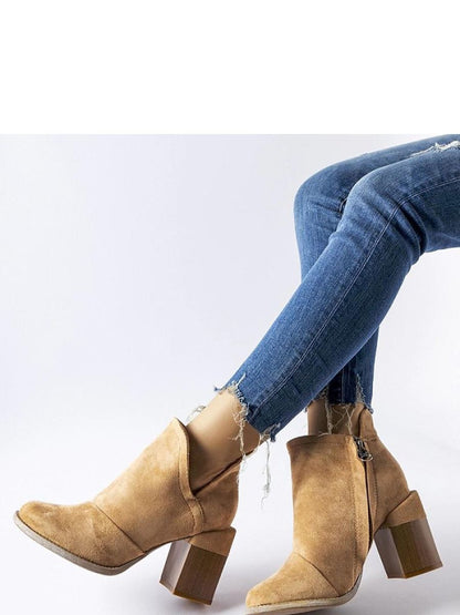 Botine cu toc Solea, Model 206573, Bej - material Zam din piele ecologică  Înălţimea tocului 8 cm