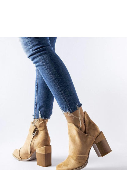 Botine cu toc Solea, Model 206573, Bej - material Zam din piele ecologică  Înălţimea tocului 8 cm