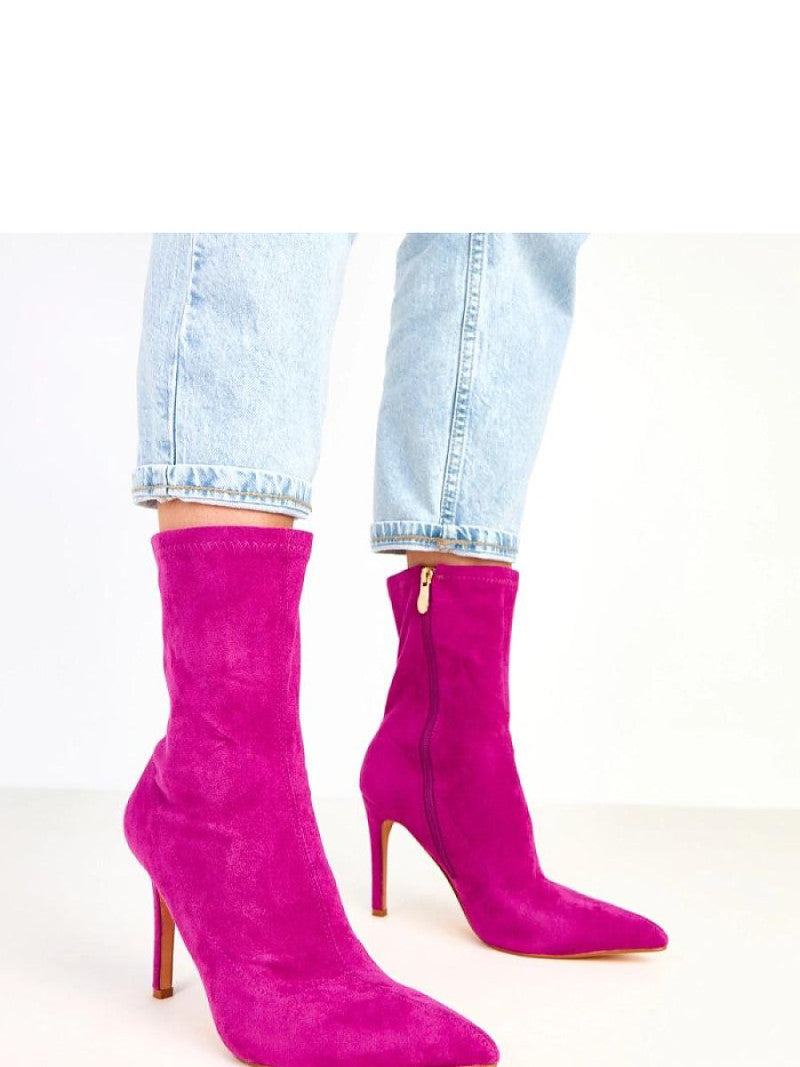 Botine cu toc Solea, Model 217905, Violet - material piele artificiala piele  Footbed pânză  Înălţimea carâmbului 17 cm Înălţimea tocului 10.5 cm