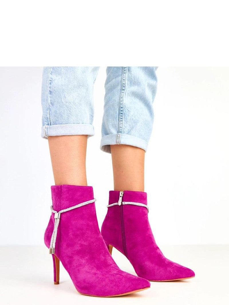 Botine cu toc Solea, Model 217913, Violet - material piele artificiala piele  Footbed pânză  Înălţimea carâmbului 13 cm Înălţimea tocului 9 cm