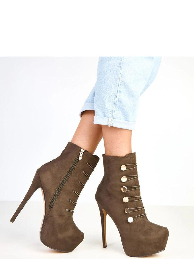 Botine cu toc Solea, Model 217916, Verde - material piele artificiala piele  Footbed pânză  Înălţimea carâmbului 13 cm Înălţimea tocului 15.5 cm Înălţimea platformei 4 cm