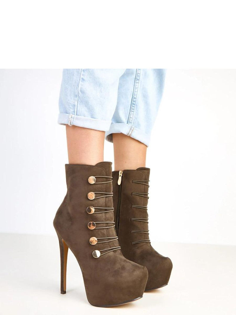 Botine cu toc Solea, Model 217916, Verde - material piele artificiala piele  Footbed pânză  Înălţimea carâmbului 13 cm Înălţimea tocului 15.5 cm Înălţimea platformei 4 cm