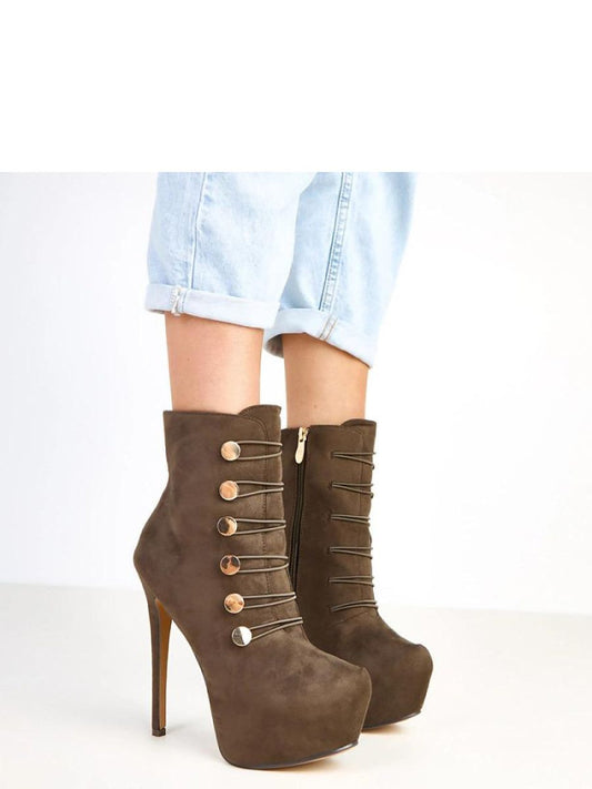 Botine cu toc Solea, Model 217916, Verde - material piele artificiala piele  Footbed pânză  Înălţimea carâmbului 13 cm Înălţimea tocului 15.5 cm Înălţimea platformei 4 cm