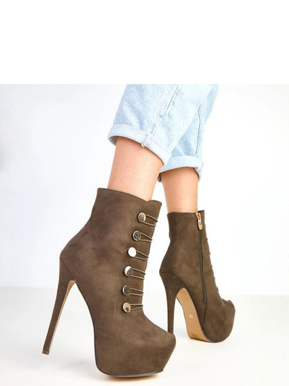 Botine cu toc Solea, Model 217916, Verde - material piele artificiala piele  Footbed pânză  Înălţimea carâmbului 13 cm Înălţimea tocului 15.5 cm Înălţimea platformei 4 cm