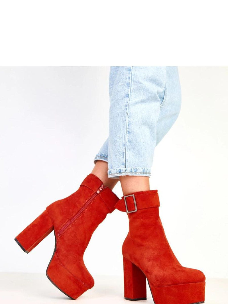 Botine cu toc Solea, Model 217921, Portocaliu - material piele artificiala piele  Footbed pânză  Înălţimea carâmbului 17 cm Înălţimea tocului 12 cm Înălţimea platformei 4.5 cm