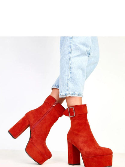 Botine cu toc Solea, Model 217921, Portocaliu - material piele artificiala piele  Footbed pânză  Înălţimea carâmbului 17 cm Înălţimea tocului 12 cm Înălţimea platformei 4.5 cm