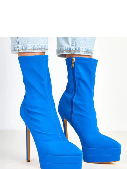 Botine cu toc Solea, Model 217957, Albastru - material Satin  Footbed pânză  Înălţimea carâmbului 16 cm Înălţimea tocului 15.5 cm Înălţimea platformei 4.5 cm