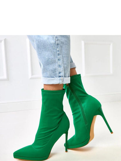 Botine cu toc Solea, Model 218157, Verde - material Satin  Footbed pânză  Înălţimea carâmbului 17 cm Înălţimea tocului 12 cm Înălţimea platformei 1 cm