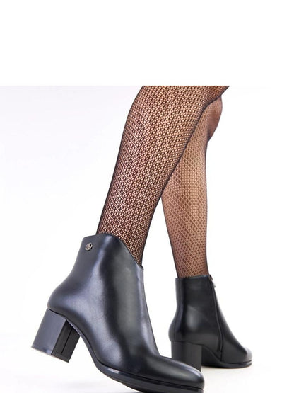 Botine cu toc Solea, Model 218817, Negru - material imitație de piele  Footbed pânză  Înălţimea carâmbului 17.5 cm Înălţimea tocului 5.5 cm