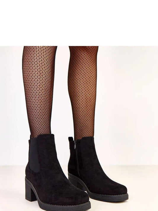 Botine cu toc Solea, Model 219955, Negru - material piele artificiala piele  Footbed pânză  Înălţimea carâmbului 10.5 cm Înălţimea tocului 7 cm