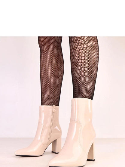 Botine cu toc Solea, Model 220250, Bej - material imitație de piele  Footbed pânză  Înălţimea carâmbului 13.5 cm Înălţimea tocului 8 cm