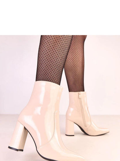 Botine cu toc Solea, Model 220250, Bej - material imitație de piele  Footbed pânză  Înălţimea carâmbului 13.5 cm Înălţimea tocului 8 cm