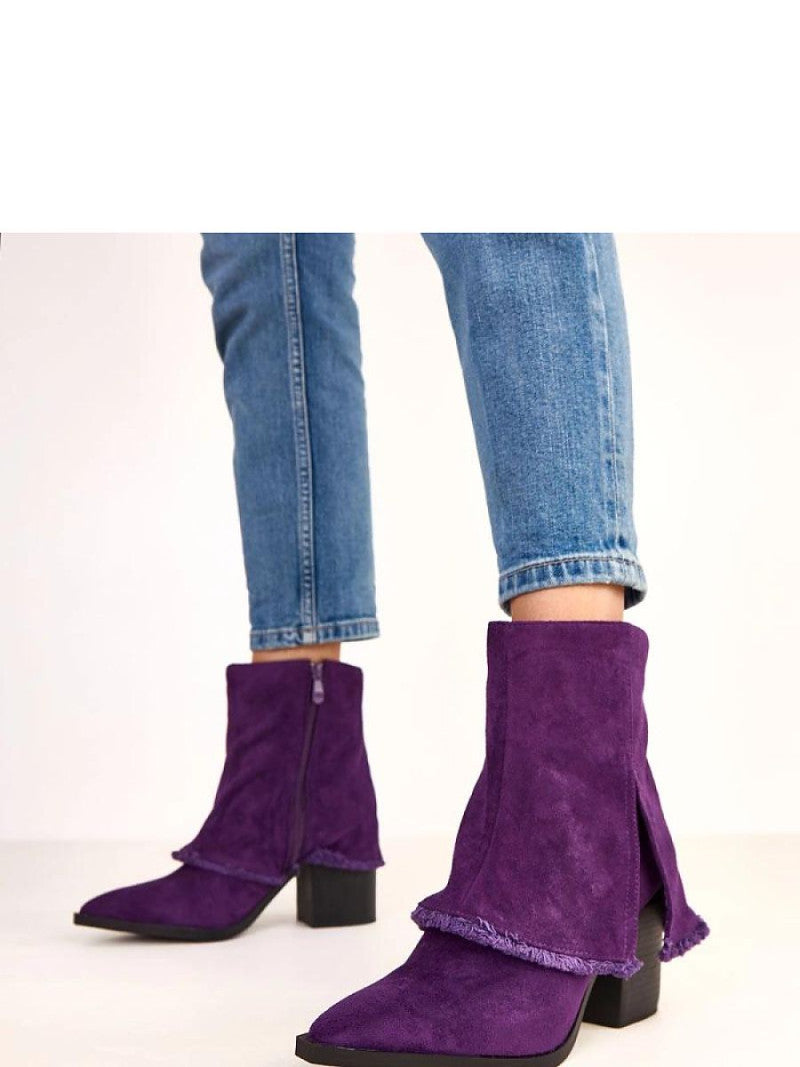 Botine cu toc Solea, Model 220269, Violet - material piele artificiala piele  Footbed pânză  Înălţimea carâmbului 13 cm Înălţimea tocului 9 cm
