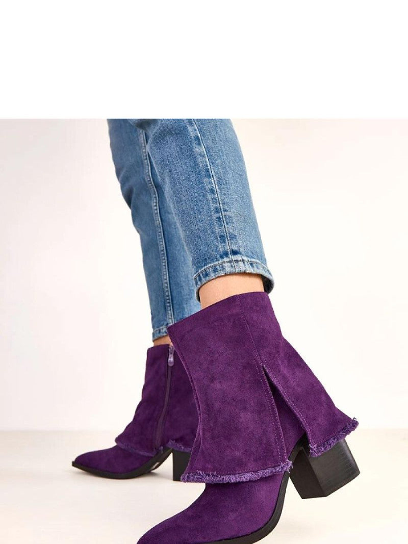 Botine cu toc Solea, Model 220269, Violet - material piele artificiala piele  Footbed pânză  Înălţimea carâmbului 13 cm Înălţimea tocului 9 cm