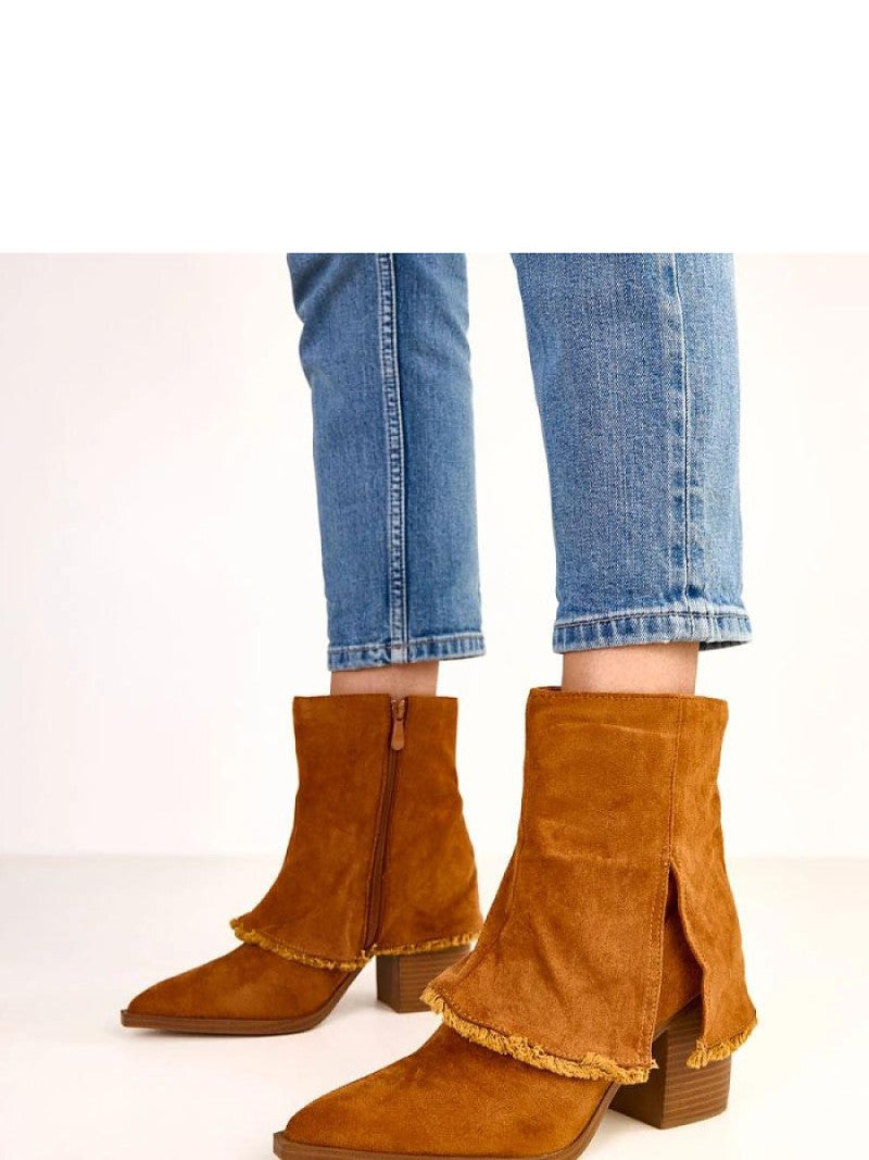 Botine cu toc Solea, Model 220270, Maro - material piele artificiala piele  Footbed pânză  Înălţimea carâmbului 13 cm Înălţimea tocului 9 cm