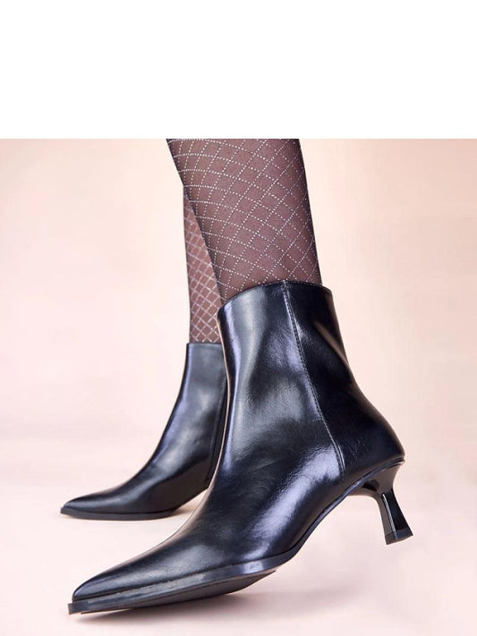 Botine cu toc Solea, Model 221017, Negru - material imitație de piele  Footbed pânză  Înălţimea carâmbului 14.5 cm Înălţimea tocului 5 cm