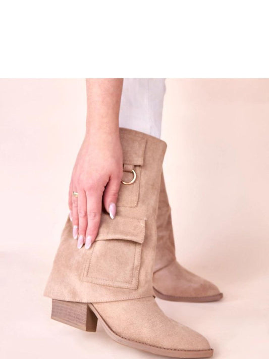 Botine cu toc Solea, Model 221367, Bej - material piele artificiala piele  Footbed pânză  Înălţimea carâmbului 25 cm Înălţimea tocului 7 cm