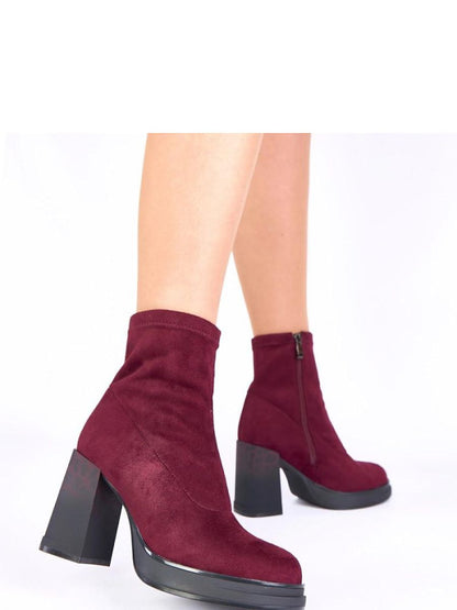 Botine cu toc Solea, Model 222035, Roşu - material piele artificiala piele  Footbed pânză  Înălţimea carâmbului 14 cm Înălţimea tocului 9.5 cm