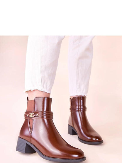 Botine cu toc Solea, Model 222371, Maro - material imitație de piele  Footbed pânză  Înălţimea carâmbului 12.5 cm Înălţimea tocului 4.5 cm