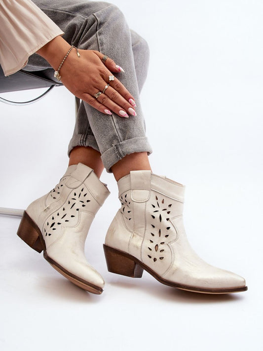 Botine cu toc Step in style, Model 193147, Gri - material piele naturala  Footbed piele naturala  Înălţimea carâmbului 13 cm Înălţimea tocului 5 cm