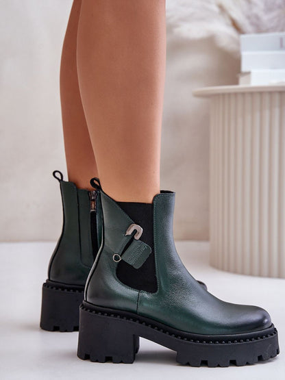 Botine cu toc Step in style, Model 201178, Negru - material piele naturala  Căptușeală simțit  Footbed pânză  Înălţimea carâmbului 15.5 cm Înălţimea tocului 6.5 cm Înălţimea platformei 3 cm