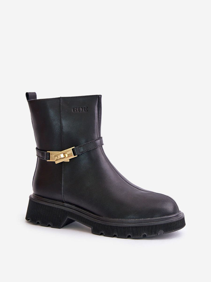 Botine cu toc Step in style, Model 201759, Negru - material piele naturala  Căptușeală pătură de pantofi  Footbed pătură de pantofi  Înălţimea carâmbului 15.5 cm Înălţimea tocului 4 cm