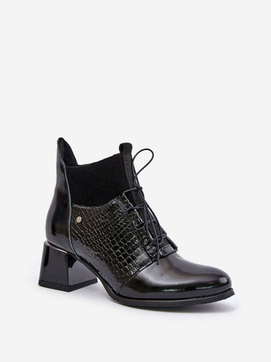 Botine cu toc Step in style, Model 202811, Negru - material piele naturala  Căptușeală simțit  Footbed simțit  Înălţimea carâmbului 12.5 cm Înălţimea tocului 5.5 cm