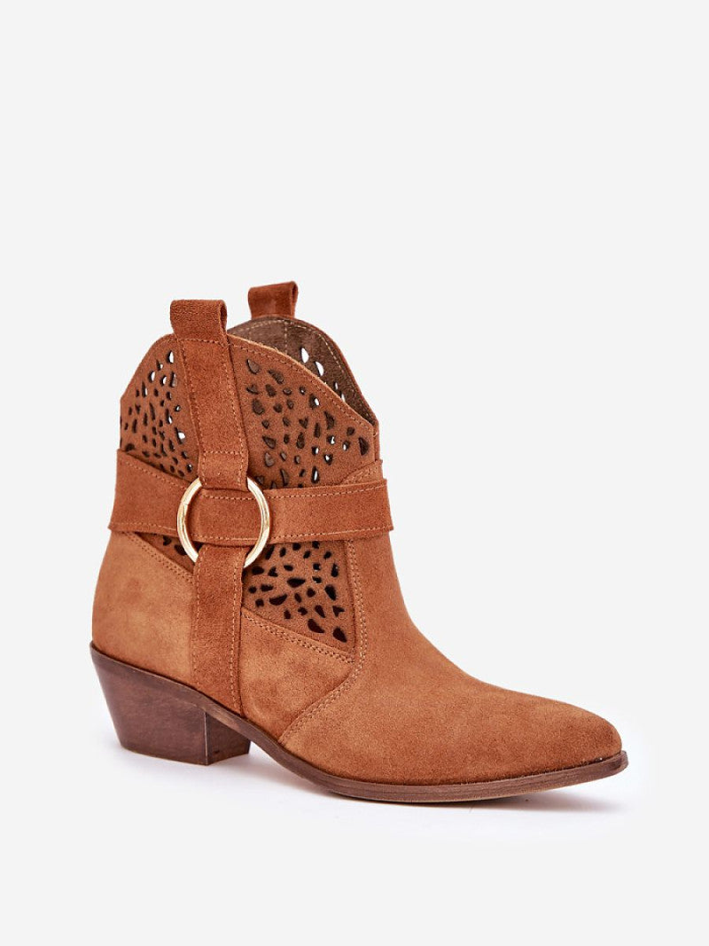 Botine cu toc Step in style, Model 206790, Maro - material piele naturală de căprioară  Footbed piele naturala  Înălţimea carâmbului 16.5 cm Înălţimea tocului 4.5 cm