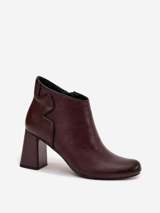 Botine cu toc Step in style, Model 218707, Roşu - material piele naturala  Căptușeală pătură de pantofi  Footbed pătură de pantofi  Înălţimea carâmbului 10 cm Înălţimea tocului 8 cm