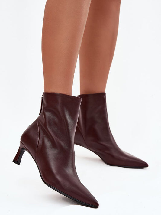 Botine cu toc Step in style, Model 219120, Roşu - material piele naturala  Footbed pânză  Înălţimea carâmbului 13.5 cm Înălţimea tocului 5.5 cm