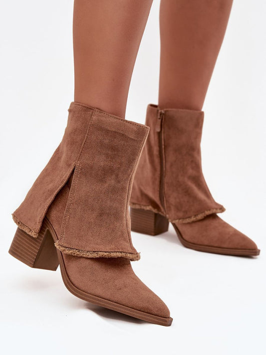 Botine cu toc Step in style, Model 219570, Maro - material piele artificiala piele  Footbed pânză  Înălţimea carâmbului 14 cm Înălţimea tocului 9 cm