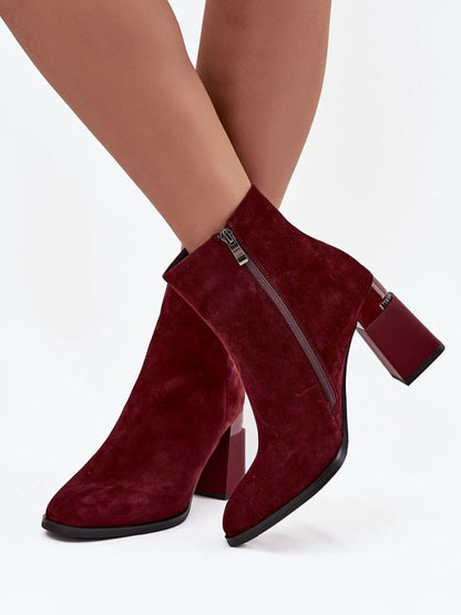 Botine cu toc Step in style, Model 219579, Roşu - material piele naturala  Căptușeală pătură de pantofi  Footbed pătură de pantofi  Înălţimea carâmbului 12.5 cm Înălţimea tocului 8.5 cm