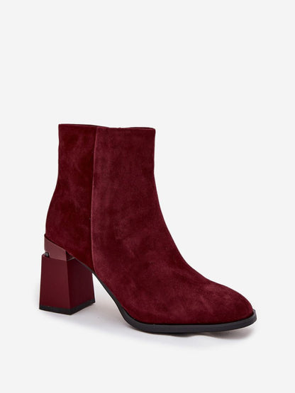 Botine cu toc Step in style, Model 219579, Roşu - material piele naturala  Căptușeală pătură de pantofi  Footbed pătură de pantofi  Înălţimea carâmbului 12.5 cm Înălţimea tocului 8.5 cm