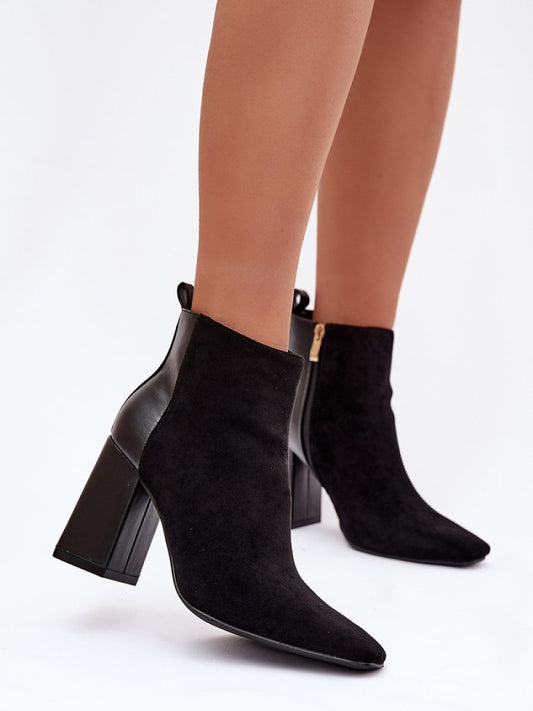 Botine cu toc Step in style, Model 221933, Negru - material piele artificiala piele + piele artificiala  Footbed imitație de piele  Înălţimea carâmbului 10.5 cm Înălţimea tocului 9.5 cm