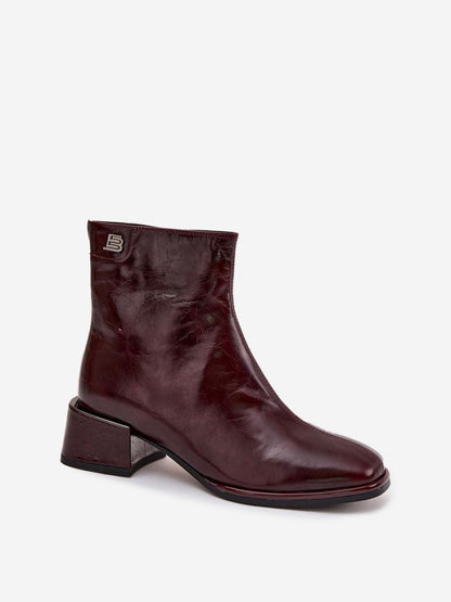 Botine cu toc Step in style, Model 222956, Roşu - material piele naturala  Căptușeală pătură de pantofi  Footbed pătură de pantofi  Înălţimea carâmbului 14.5 cm Înălţimea tocului 5 cm