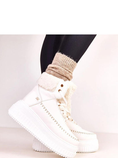Botine sport Solea, Model 219937, Alb - material imitație de piele  Căptușeală blană  Footbed pânză  Înălţimea carâmbului 12 cm Înălţimea platformei 6.5 cm