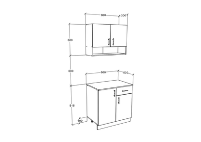 Set Bucatarie haaus Berna, Antracit/Alb, L 80 cm