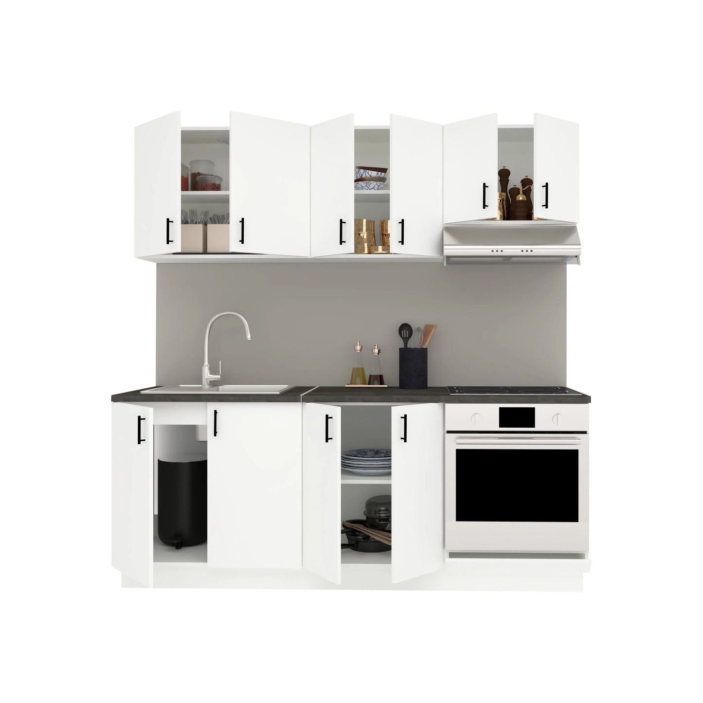 Set Bucatarie haaus Karo V10, Alb, Blat Thermo 28 mm, L 200 cm