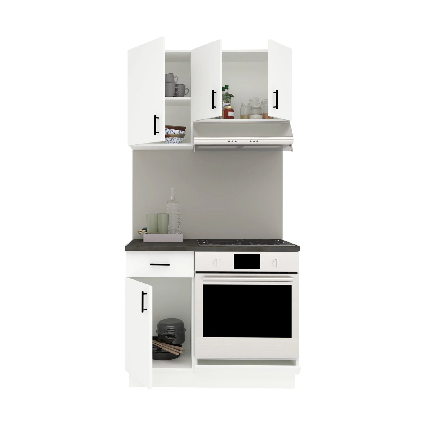 Set Bucatarie haaus Karo V1, Alb, Blat Thermo 28 mm, L 100 cm