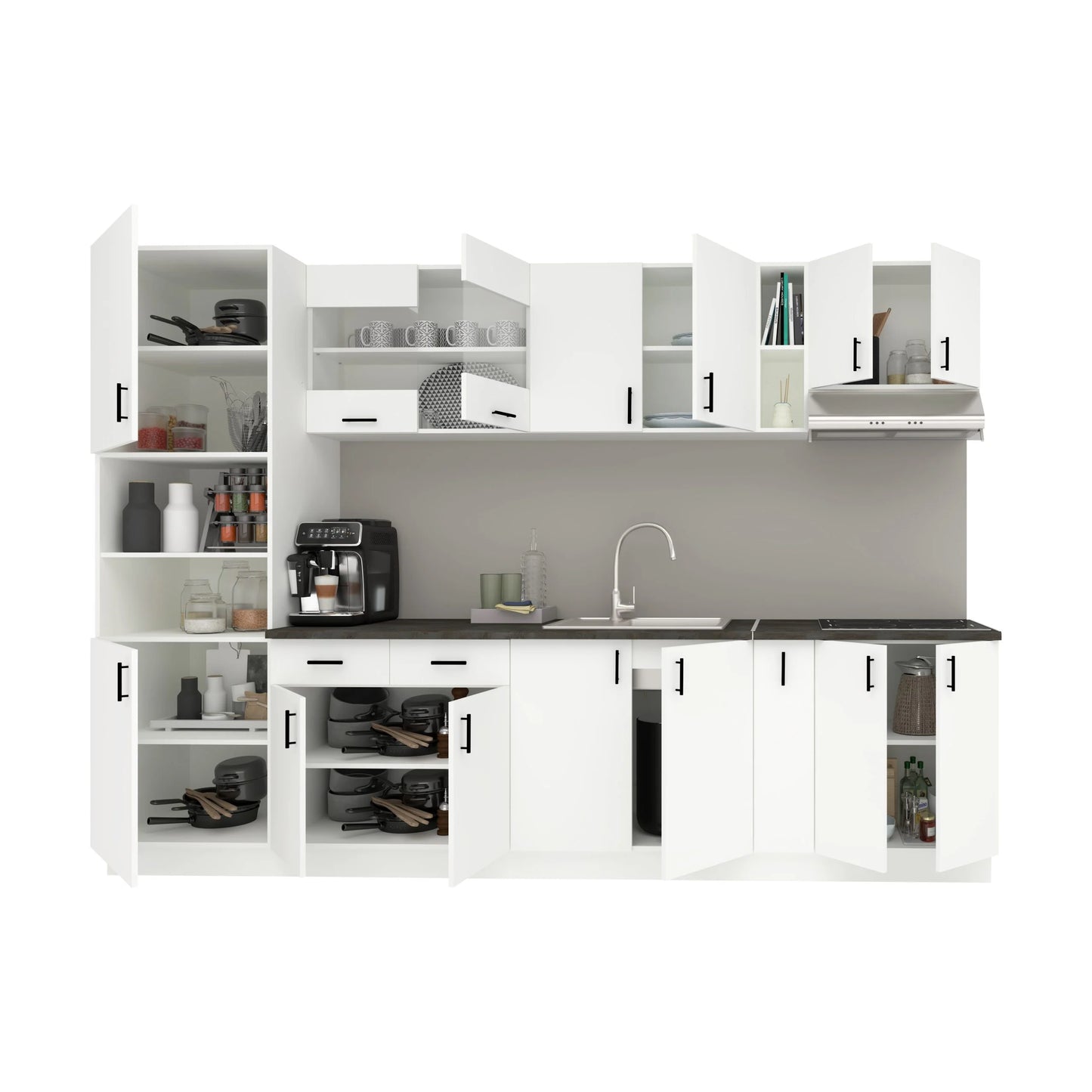 Set Bucatarie haaus Karo V26, Alb, Blat Thermo 28 mm, L 300 cm