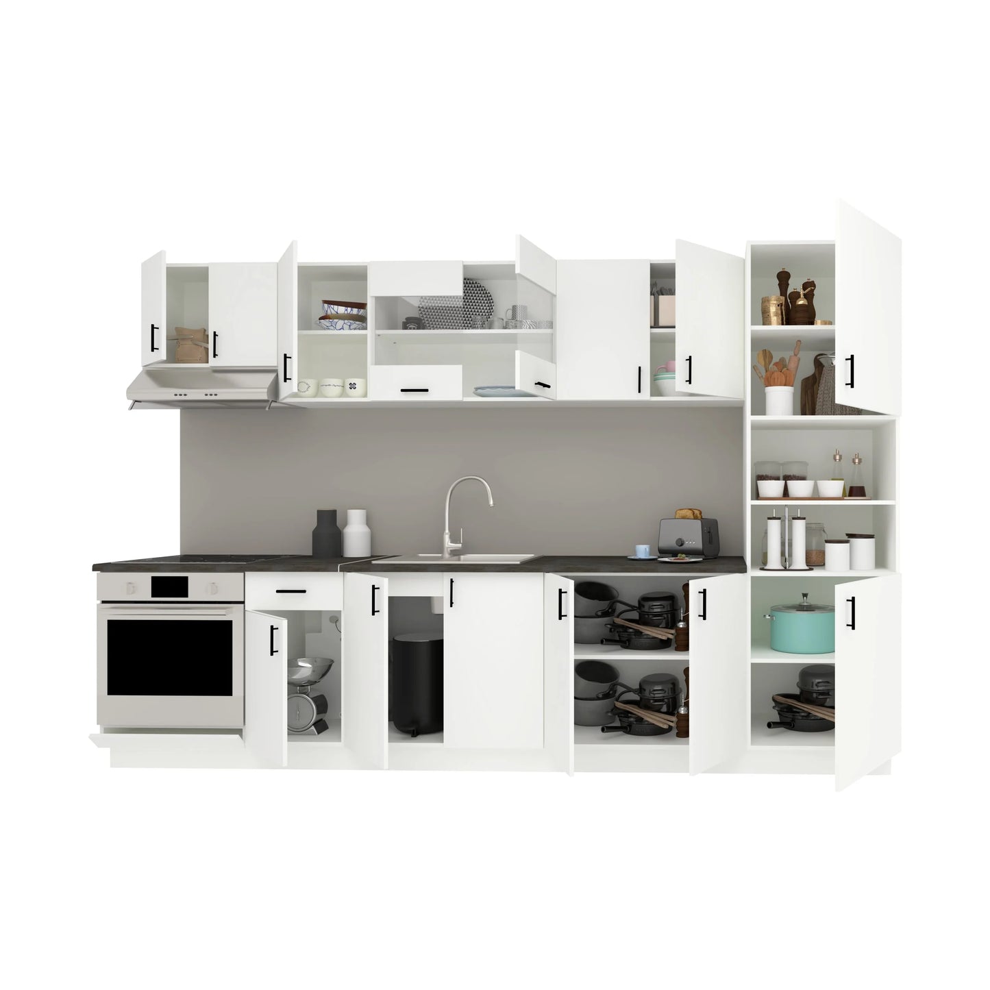 Set Bucatarie haaus Karo V30, Alb, Blat Thermo 28 mm, L 320 cm