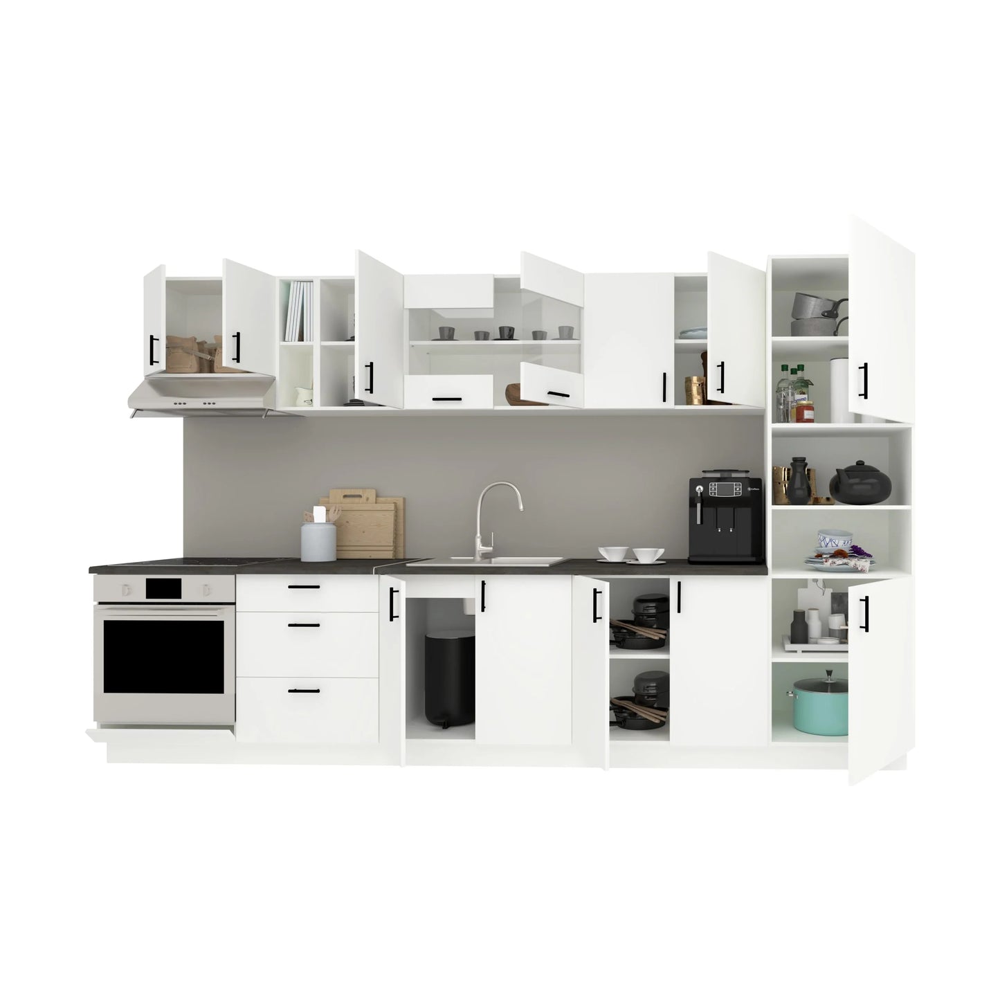 Set Bucatarie haaus Karo V31, Alb, Blat Thermo 28 mm, L 340 cm