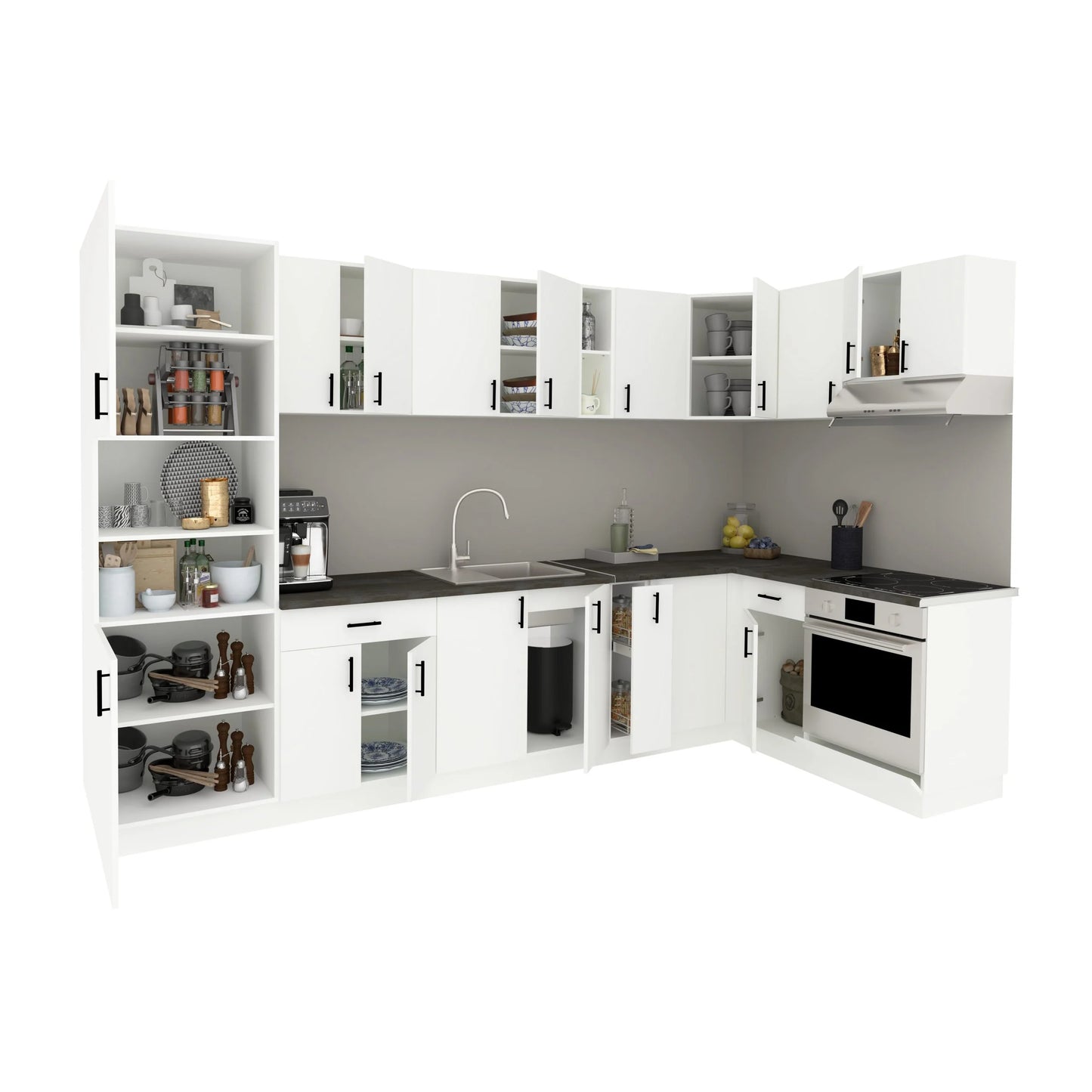 Set Bucatarie Colt haaus Karo V35, Alb, Blat Thermo 28 mm, L 320 x 160 cm