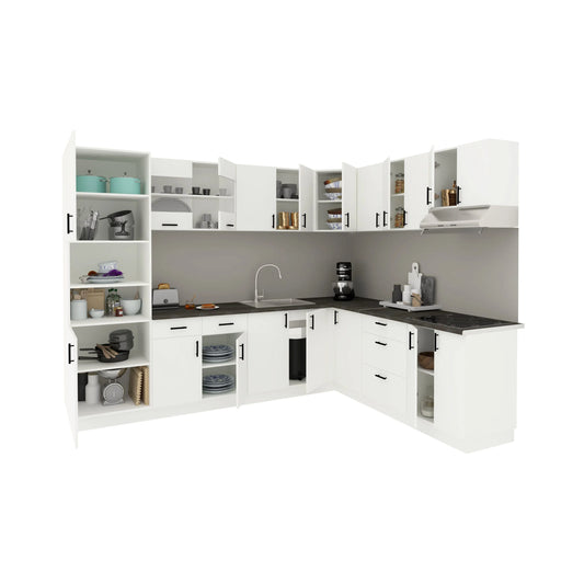 Set Bucatarie Colt haaus Karo V36, Alb, Blat Thermo 28 mm, L 280 x 220 cm